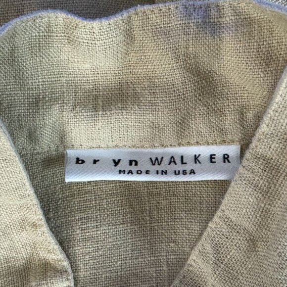 Bryn Walker Heavy Linen Jacket Women S EUC Button-Up Long Sleeve High Neck Beige - Picture 9 of 12